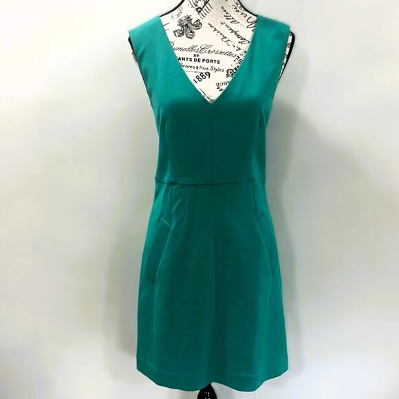 Diane Von Furstenberg DVF 'Capreena' Teal Green Mini Shift Dress Women's Size 10 - Picture 2 of 8